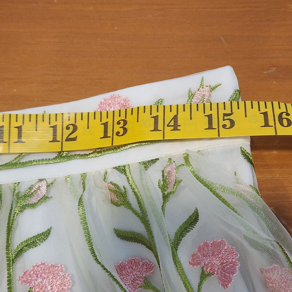 Talbots A-Line Tulle Maxi Skirt Womens 8 Pink Green Floral Embroidered Wedding - Picture 6 of 9